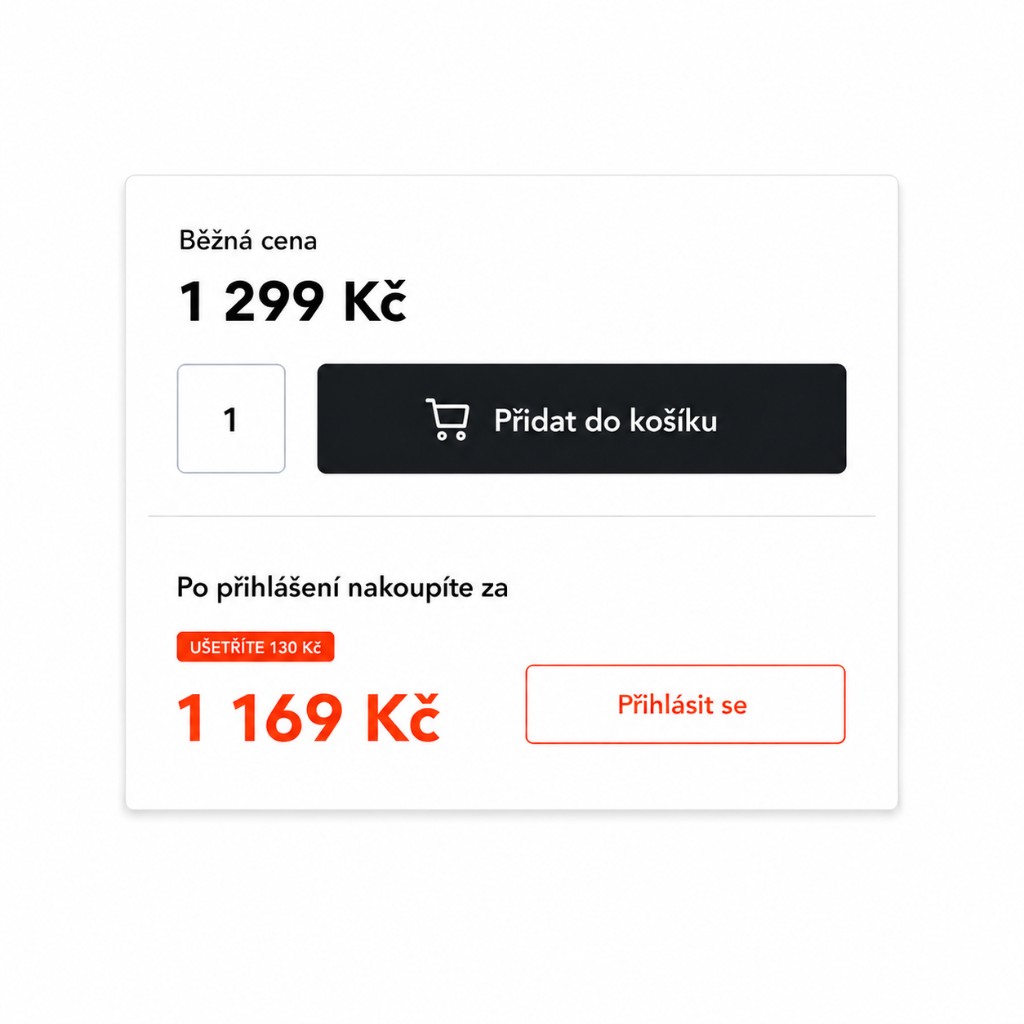 Detail produktu po úpravě — informace o slevě za registraci s cenou po přihlášení