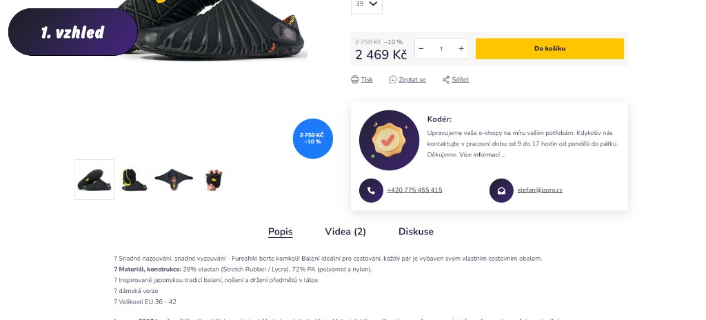 Vizitka — 1. vzhled v detailu produktu