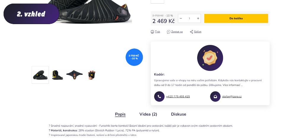 Vizitka — 2. vzhled v detailu produktu