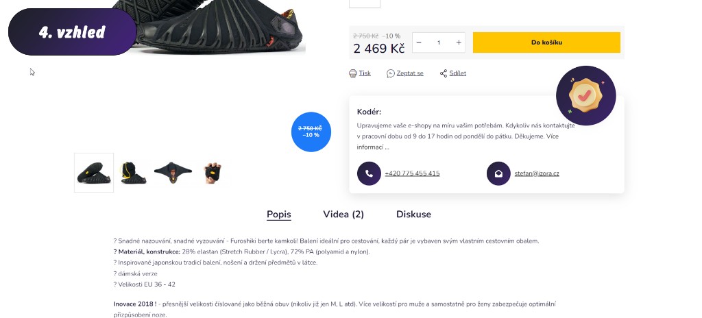 Vizitka — 4. vzhled v detailu produktu